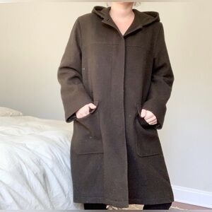 Vintage Calvin Klein Classic Oversized Italian Wool Pea Coat Dark Green Peacoat